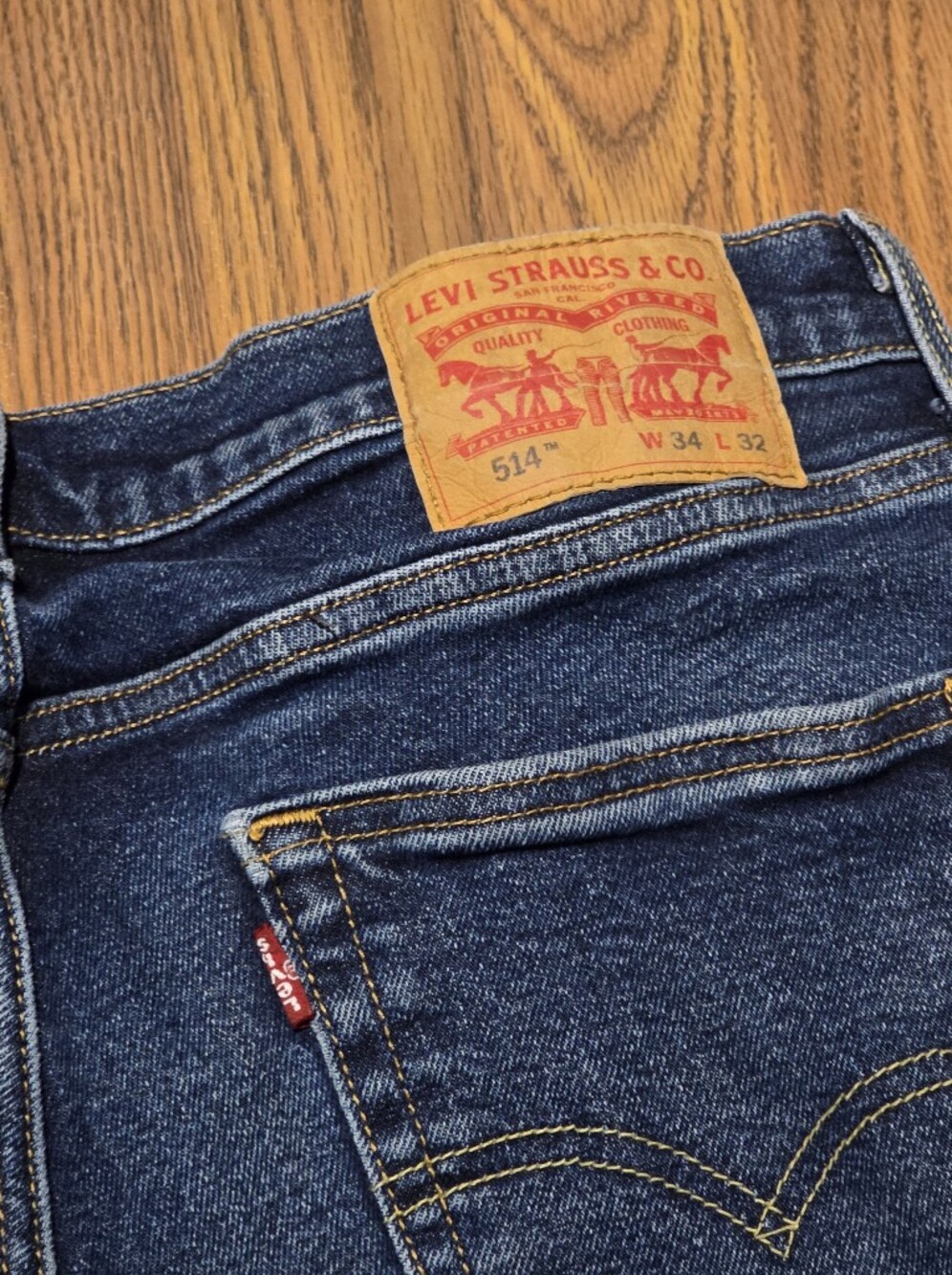 Levi’s 514 Men’s Jeans W34 L32 Dark Wash Thick Denim Straight Leg F62 - Picture 10 of 10
